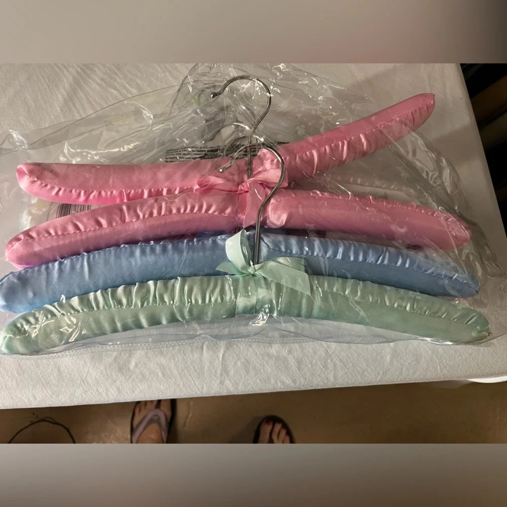 Satin Padded Hangers in Pink, Purple, and Blue
